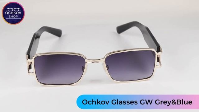 Очки солнцезащитные GW женские - серо-синие линзы в комбинированной оправе смотреть онлайн