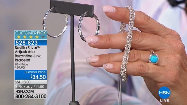 Sevilla Silver Adjustable ByzantineLink Bracelet