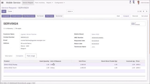 Mobile Service Management In Odoo V12