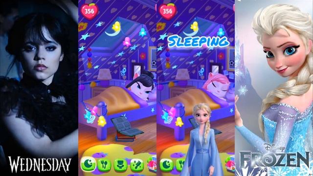 My Talking Angela 2 New Update Gameplay Wednesday Addams Vs Elsa Frozen смотреть онлайн