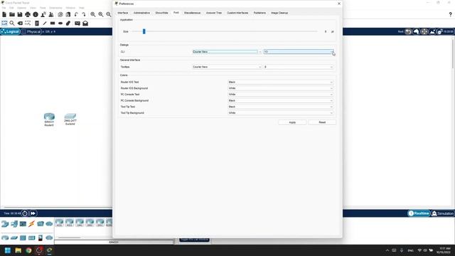 How to change Font Size and Font Type in the CLI Cisco Packet Tracer