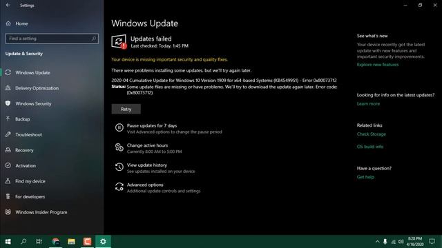 FIX : "Your Device is Missing Important Security and Quality Fixes" Error Windows 10 Update | 2020 смотреть онлайн