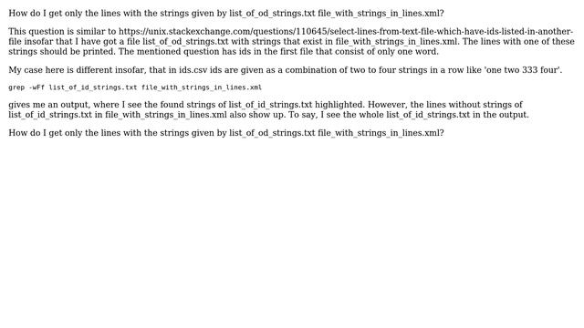 Unix & Linux: Select lines of text files which have id-string combinations listed in another file смотреть онлайн