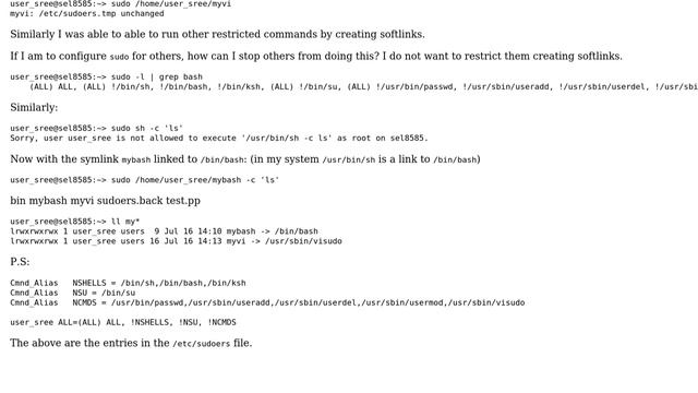 Unix & Linux: Running sudo restricted commands by creating soft link смотреть онлайн