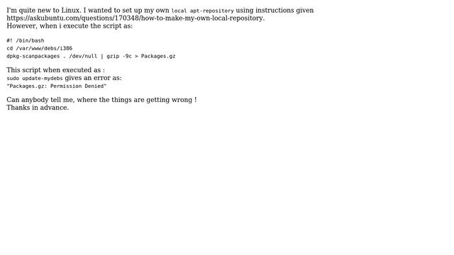 "Permission denied" error using dpkg-scanpackages and gzip смотреть онлайн