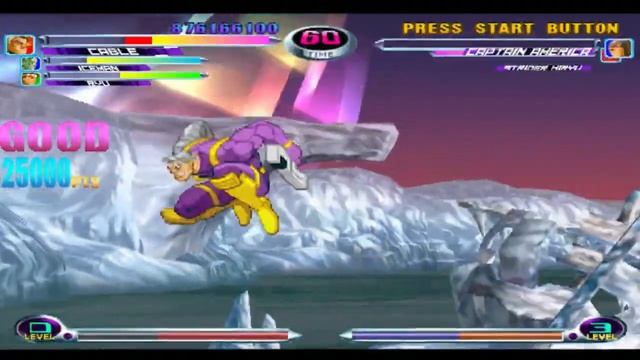 Marvel VS Capcom 2 (PS2) Iceman Ryu Cable Playthrough смотреть онлайн
