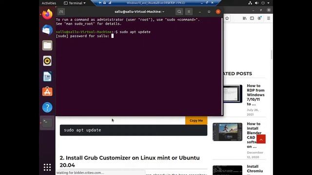 Change the boot order of OS choice menu in Grub loader in Ubuntu and windows10 dual OS | 2022 | смотреть онлайн