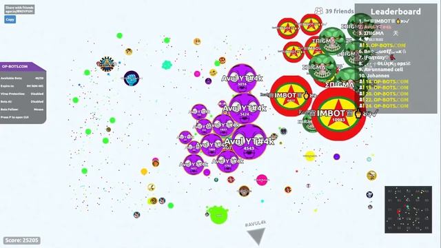 AGAR.IO SERVER TAKEOVER WITH BOTS #306 || OP-BOTS.COM