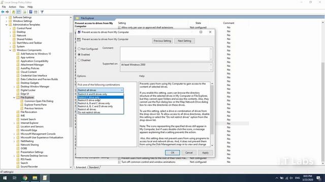 Prevent Access to Disk Drive In Windows 10 using Local Group Policy смотреть онлайн