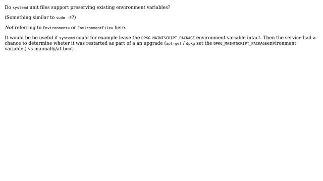 Unix & Linux: Preserve environment variables using systemd? смотреть онлайн