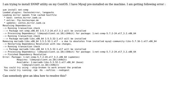 Not able to install SNMP on CentOS смотреть онлайн