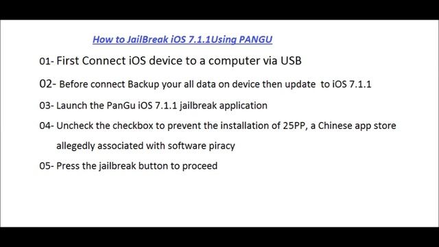 How To Jailbreak iOS 7.1 - 7.1.x Untethered With Pangu step by step смотреть онлайн