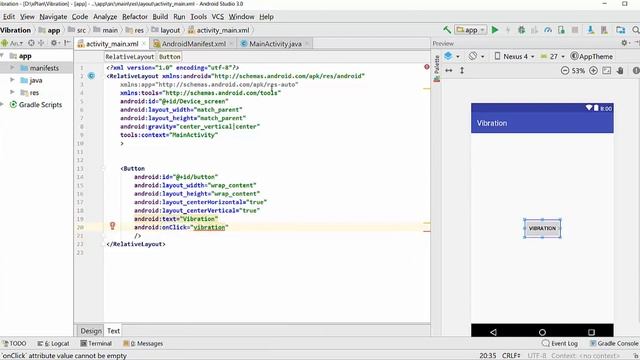 how to make vibration effect in android studio смотреть онлайн