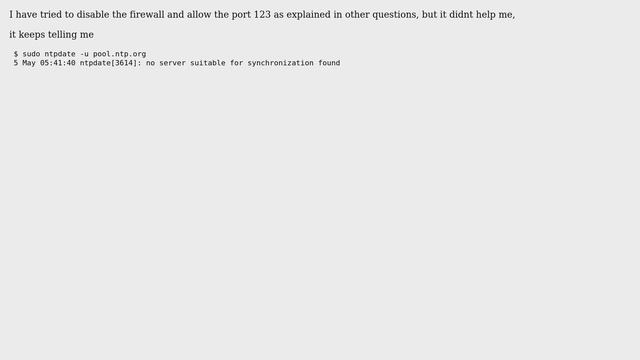 Ubuntu: ntpdate " no server suitable for synchronization found" смотреть онлайн