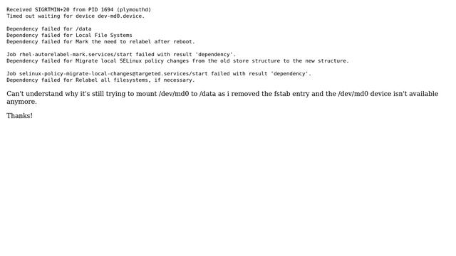 Unix & Linux: CentOS trying to mount non existant RAID array -＞ recovery mode смотреть онлайн