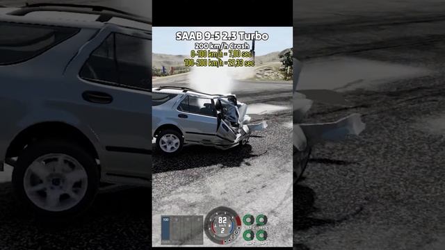 Saab 9-5 2.3 Turbo Acceleration And Crash Into Hydrant At 200 kmh смотреть онлайн