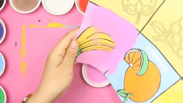 Colored Sand and Glitter Art For Kids Fruit Apple Orange Banana Watermelon смотреть онлайн
