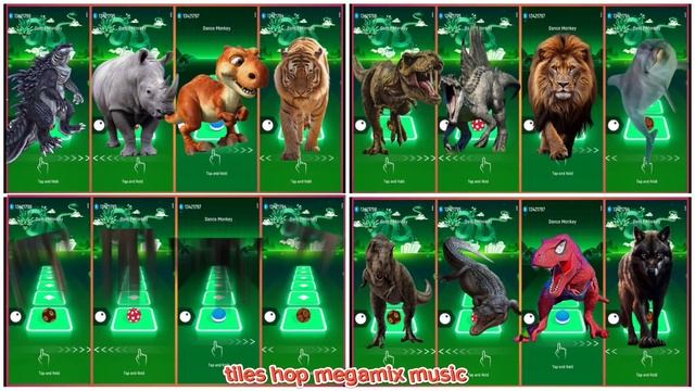 Megamix. jurassic world vs Rhino vs Tiger vs tyrannosaurus rex vs the wolfs #173 смотреть онлайн