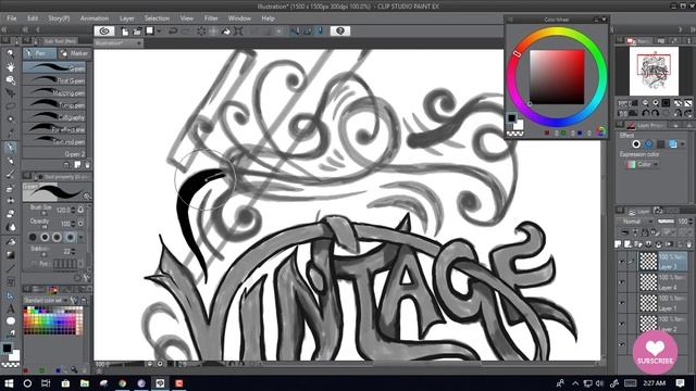 Vintage T shirt design with Manga studio. T shirt design process with clip studio paint speed art😍 смотреть онлайн