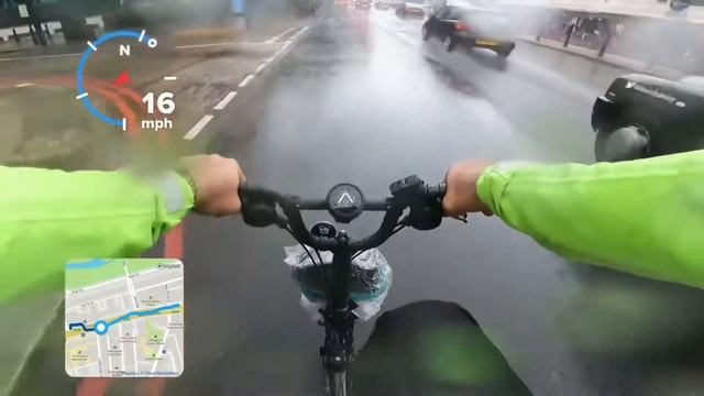 Brompton Electric Bicycle, With Beeline Velo, Battling It Out (and Winning) Against London Rain