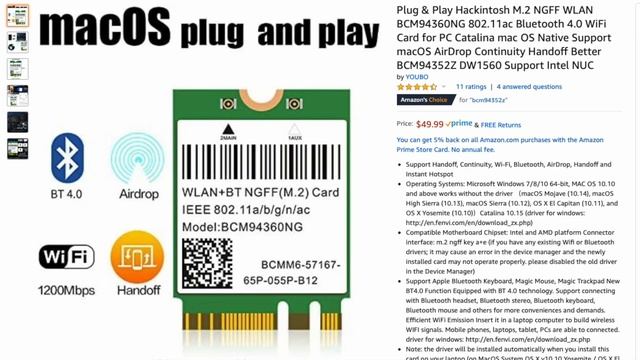Hackintosh ITX WiFi Bluetooth AirDrop Card Replacement Catalina macOS Success смотреть онлайн