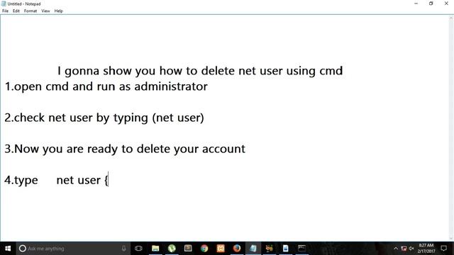 How to delete net user account in windows using ommand prompt смотреть онлайн