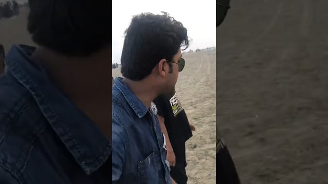 Little Cute Boy Enjoy First Time At Sea View Karachi.