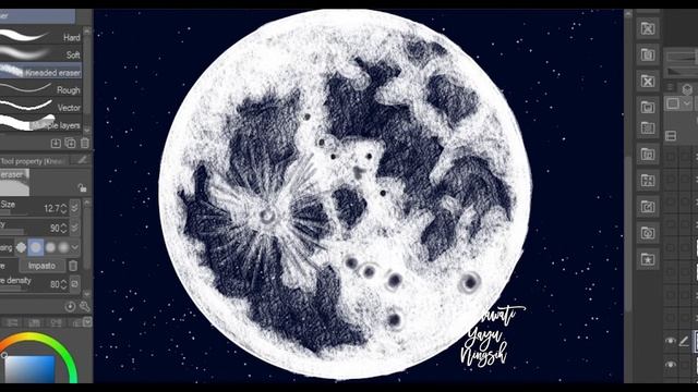 How to Draw The Moon | Timelapse | Super Easy | Clip Studio Paint Pro смотреть онлайн