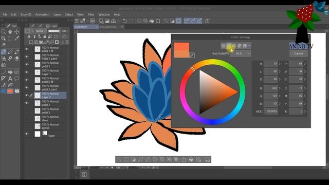 Flower Painting Tutorial in Clip Studio Paint- Effect Line Pen technique смотреть онлайн