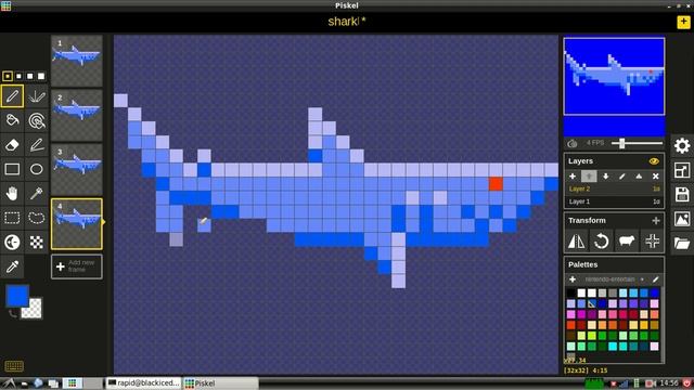 Animating Swimming Shark in Piskel смотреть онлайн