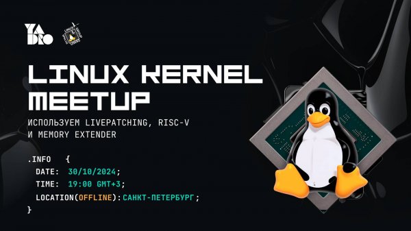 Петербургский Linux Kernel митап: «точечные» обновления ядра, подсистема DMA и расширения RISC-V