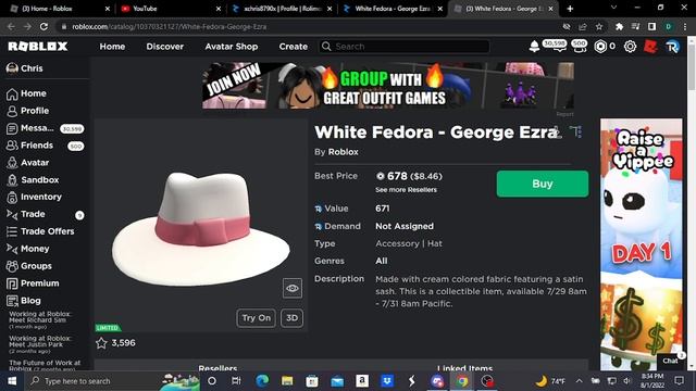 New Roblox Fedora Limited Accessory (White Fedora - George Ezra) смотреть онлайн