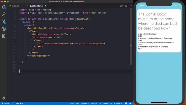 Designing a Component API (React Native Animated Answer Bar - Part 2/7) смотреть онлайн