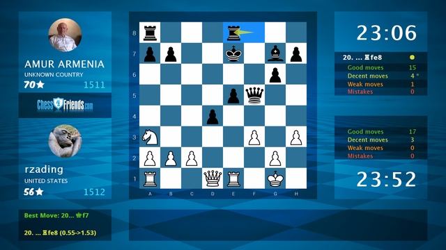 Chess Game Analysis: rzading - AMUR ARMENIA : 1-0 (By ChessFriends.com) смотреть онлайн