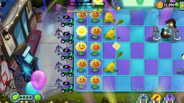 Plants vs Zombies 2 Android Gameplay : Neon Mix Tape Tour Round - 1 смотреть онлайн