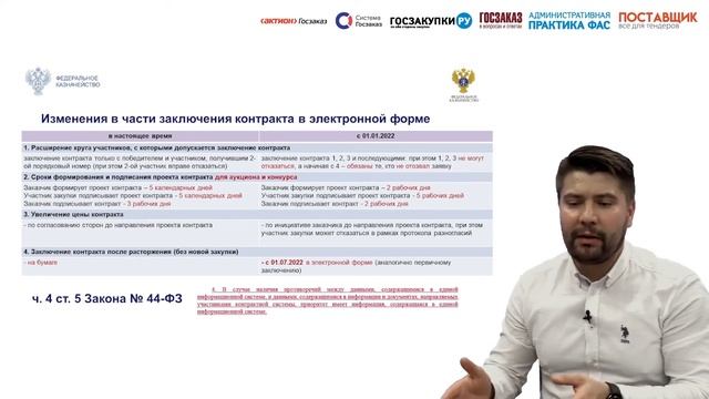 Изменения в части заключения контракта в электронной форме смотреть онлайн