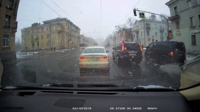 TrendVision Mini 2CH GPS. Пример - пасмурно/снег. смотреть онлайн