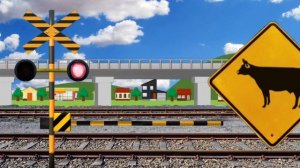 Palang pintu kereta api full of road signs 😂【踏切アニメ】FUMIKIRI  踏切 Railroad crossing sign trainz !
