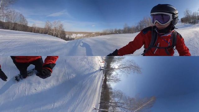 Спуск на Юрманке в солнечную погоду | 360 видео | Панорамное видео смотреть онлайн