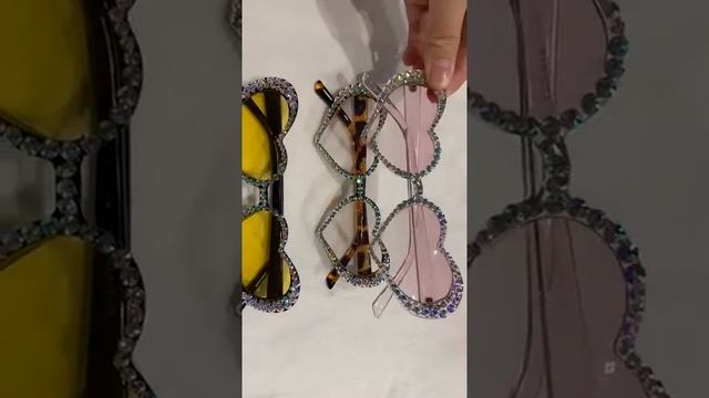 Мужские и женские очки кошачий глаз, винтажные солнцезащитные в форме сердца с украшением из стразо смотреть онлайн