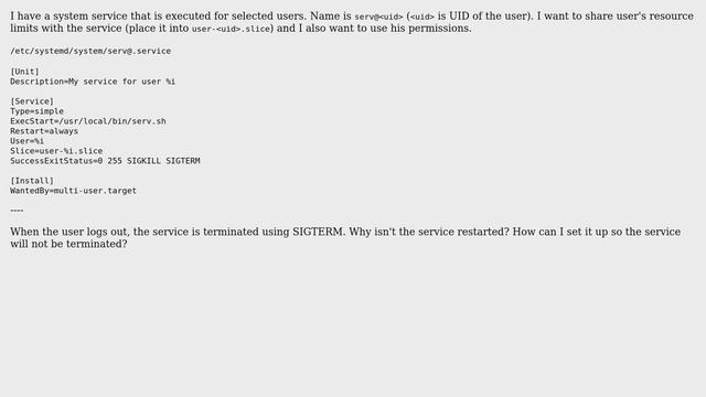 Unix & Linux: System service running as user is terminated on logout (2 Solutions!!) смотреть онлайн