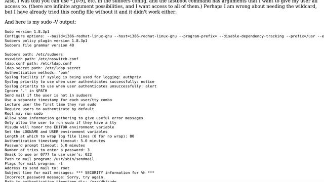 Can't use sudo's arguments as non-root in Fedora 16 смотреть онлайн