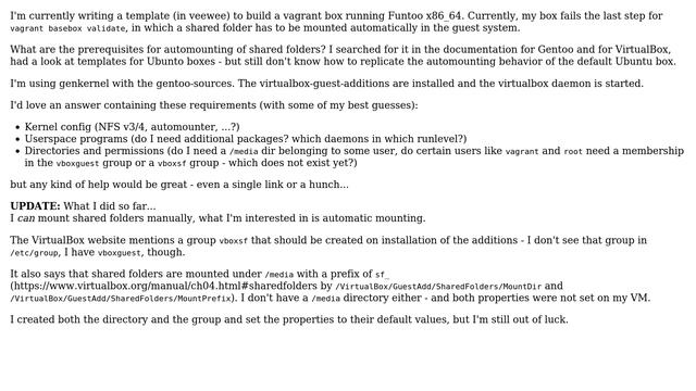 Unix & Linux: VirtualBox: mount a shared folder automatically in Gentoo смотреть онлайн
