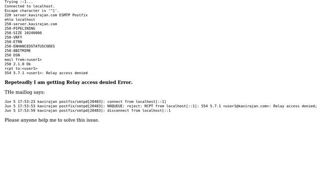Postfix Relay access denied in centos смотреть онлайн