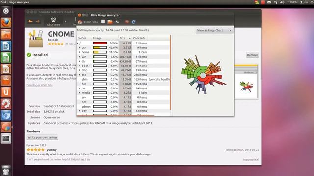 Ubuntu 11.10:Disk Usage Analyzer смотреть онлайн