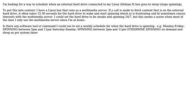Unix & Linux: Is it possible to (7 day) schedule sleep time of a hard drive? смотреть онлайн