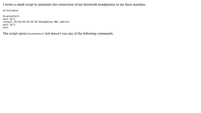 Unix & Linux: Script does not run commands in bluetoothctl смотреть онлайн