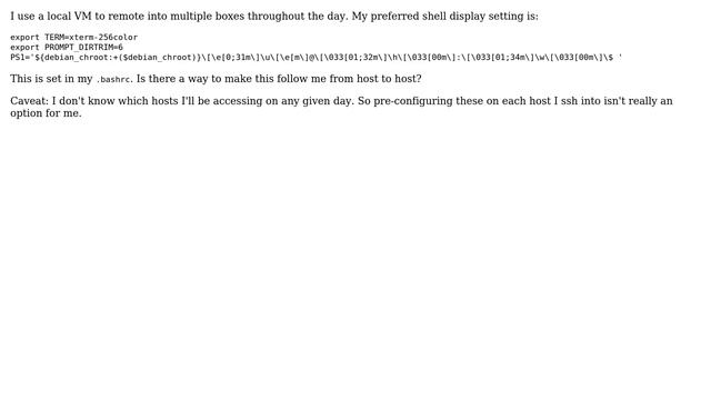 Unix & Linux: Can I have my shell display settings follow me? смотреть онлайн