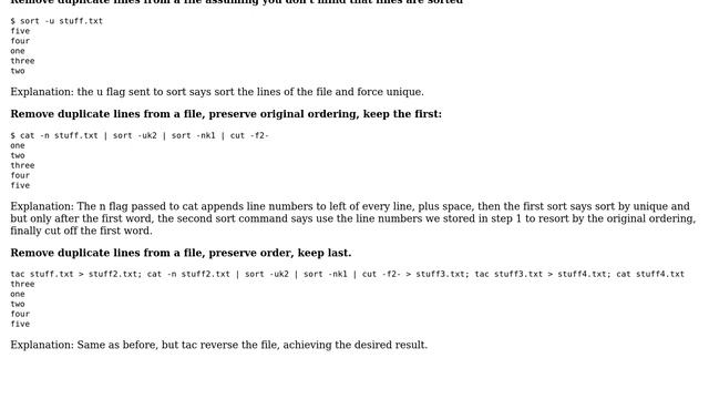 Unix & Linux: Remove duplicate lines from a file but leave 1 occurrence (4 Solutions!!) смотреть онлайн