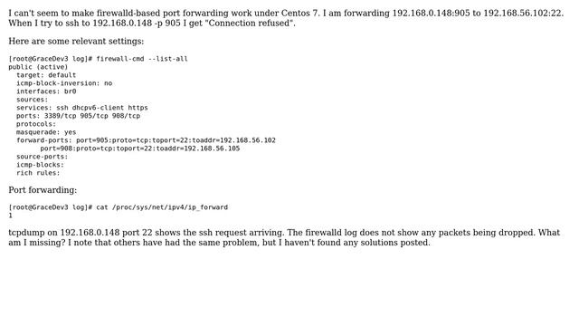 Unix & Linux: Centos 7 port forwarding with firewalld not working смотреть онлайн